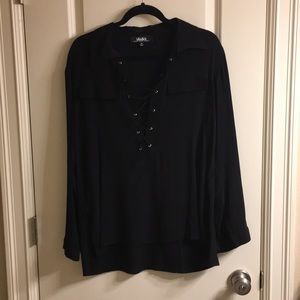 Lulus Black Long Sleeve Lace-Up Top - NEVER WORN